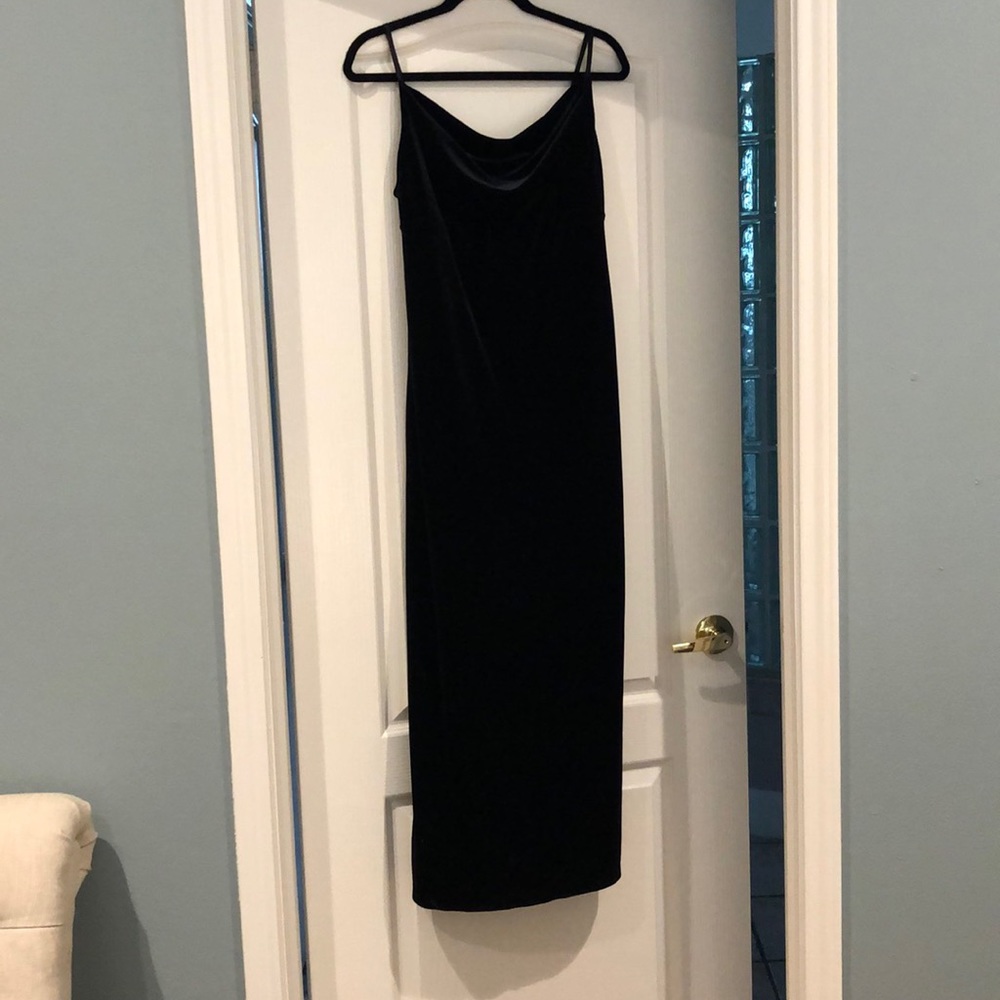 Long black velvet dress
